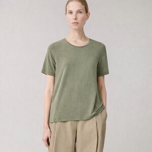 COS Smooth Jersey Cupro Tee Olive Green | XS | NWT